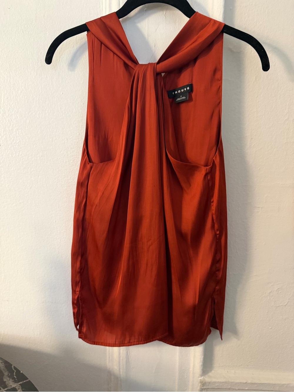 Trouvé Burnt Orange Satin halter neck silky top (Nordstrom brand)